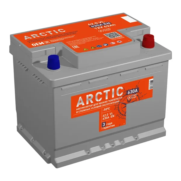 Аккумулятор TITAN Arctic 62 Ач 630 А (EN), обратная полярность, LN2
