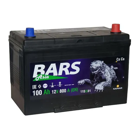 Аккумулятор BARS Asia 100 Ач 800 А (EN), обратная полярность, D31