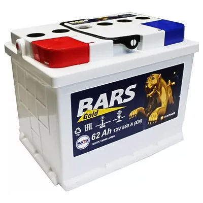 Аккумулятор BARS Gold 62 Ач 550 А (EN), прямая полярность, LN2
