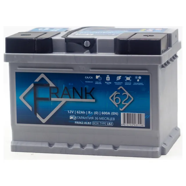 Аккумулятор FRANK 62 Ач 600 А (EN), обратная полярность, LN2
