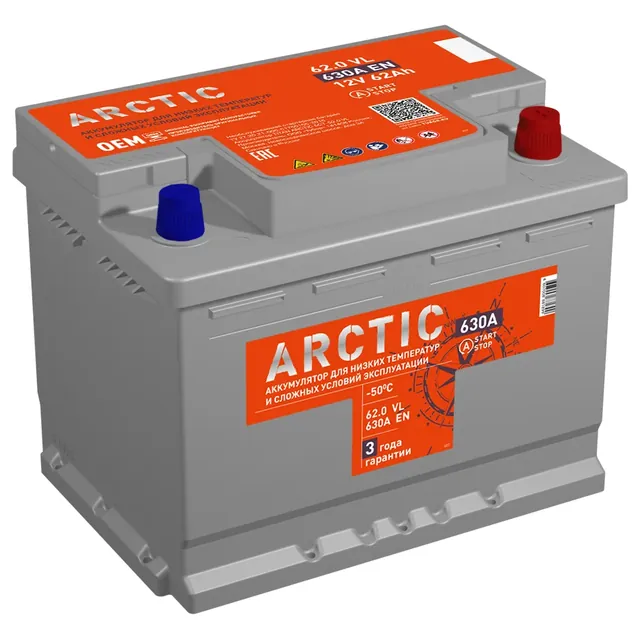 Аккумулятор TITAN Arctic 62 Ач 630 А (EN), обратная полярность, LN2