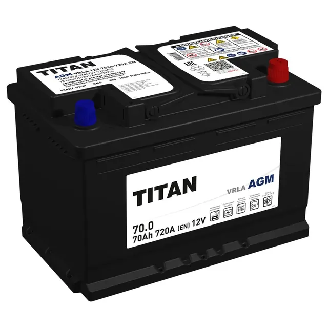 Аккумулятор TITAN AGM 70 Ач 720 А (EN), обратная полярность, LN3