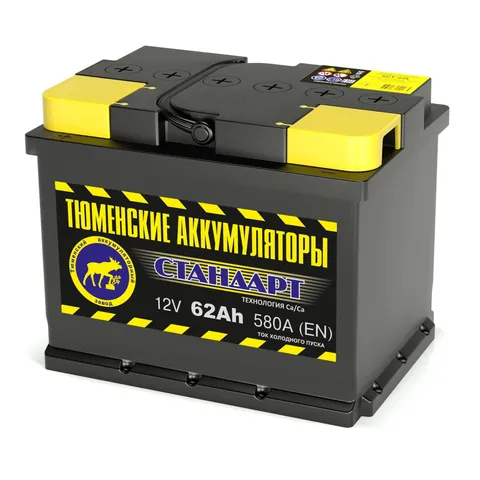 Аккумулятор ТЮМЕНСКИЕ АККУМУЛЯТОРЫ Стандарт 62 Ач 580 А (EN), обратная полярность, LN2