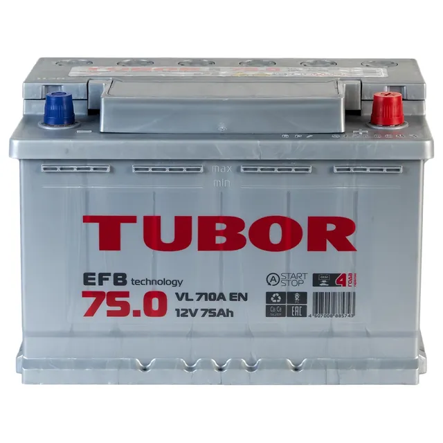 Аккумулятор TUBOR 75 Ач 710 А (EN), обратная полярность, LN3