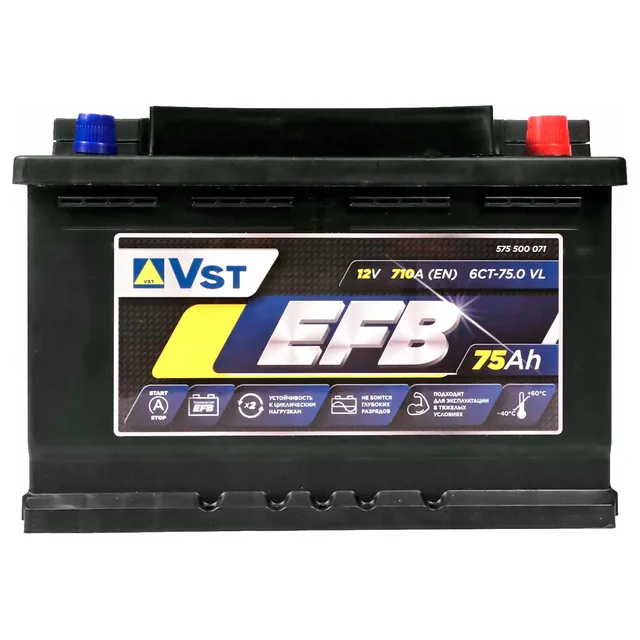 Аккумулятор VST 75 Ач 710 А (EN), обратная полярность, LN3